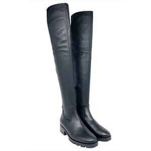 PAIGE Bryn Smooth Leather Black OTK Over the Knee Pull On Boot 36